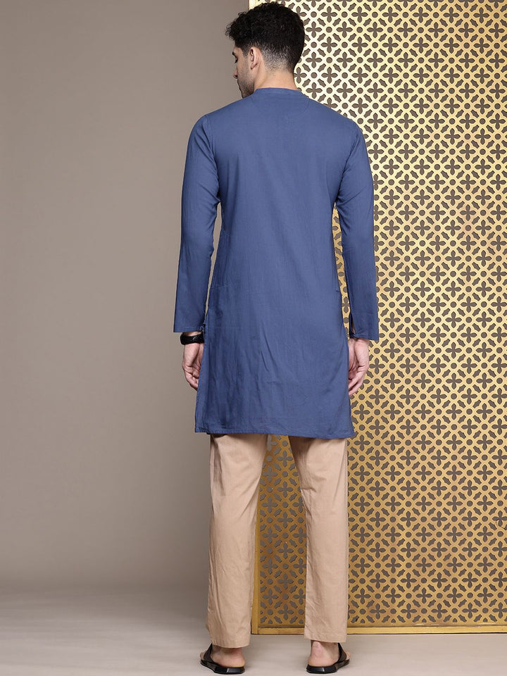 House of Pataudi Pure Cotton Embroidered Thread Work Jashn Kurta with Trousers
