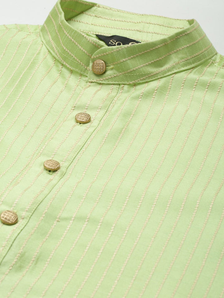 SOJANYA Kurta Belang Hijau Lelaki dengan Jaket Churidar & Nehru