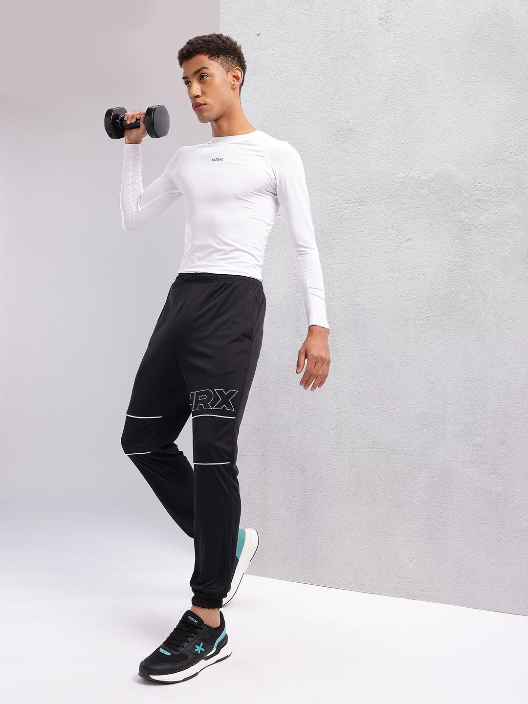 HRX by Hrithik Roshan Men Brand Logo Print Rapid-Dry Training Joggers with Contrast Piping