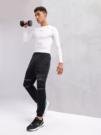HRX by Hrithik Roshan Men Brand Logo Print Rapid-Dry Training Joggers with Contrast Piping