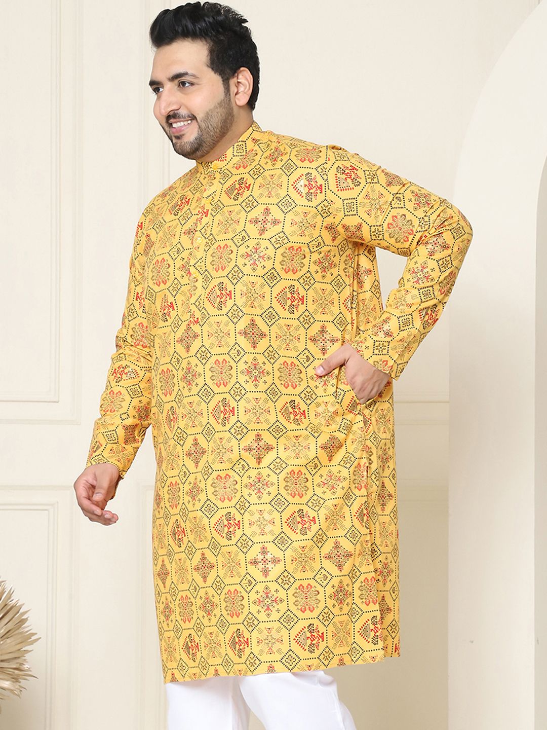 SOJANYA PLUS Men Plus Size Ethnic Motifs Printed Kurta