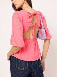 DressBerry Casual Bow-Detail Styled Back A-line Top
