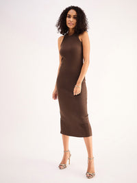 SASSAFRAS BASICS Round Neck Sleeveless Bodycon Midi Dress