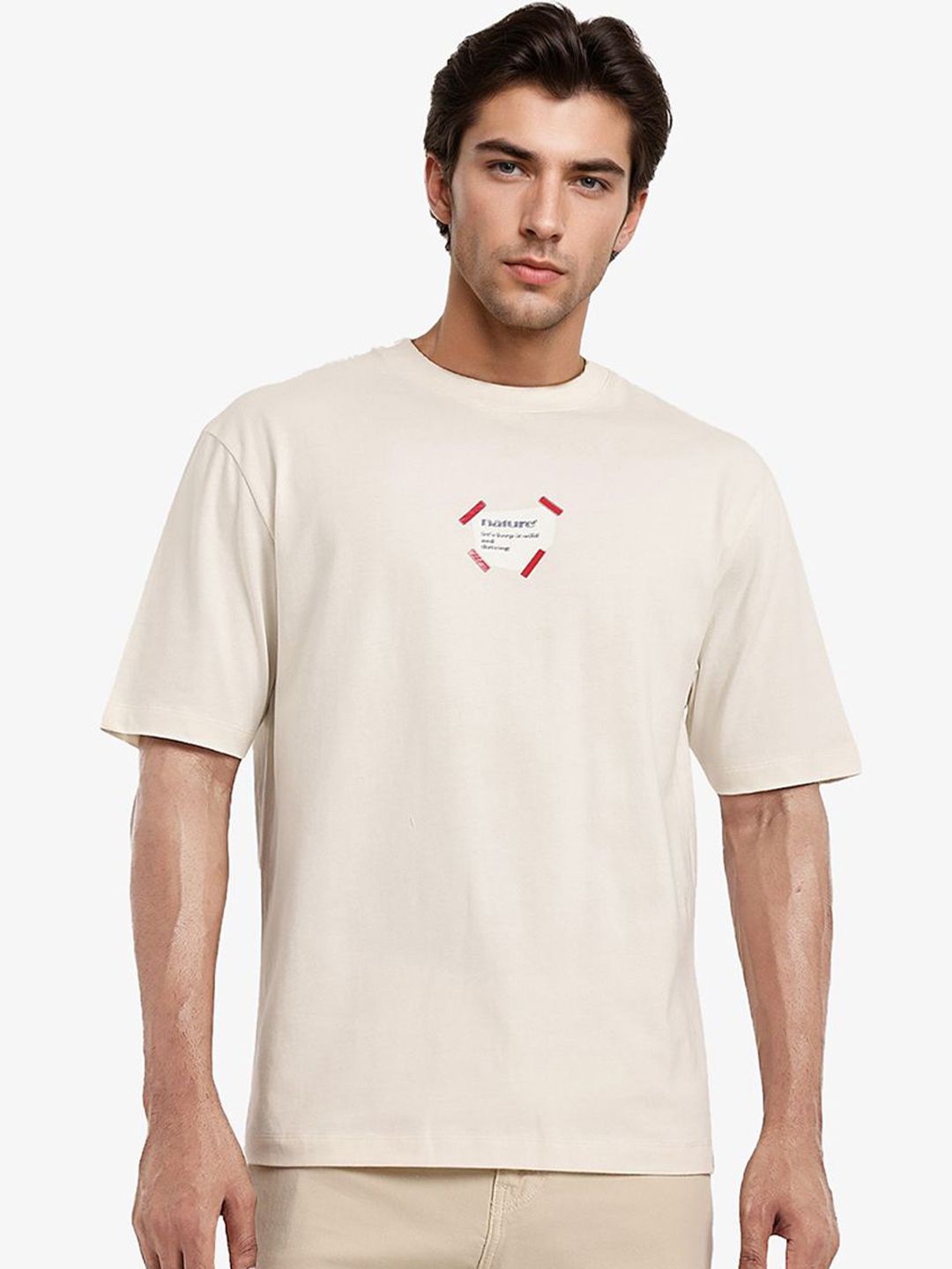 RARE RABBIT Men Graphic Printed Graphic Print Others Round Neck Cotton Oversized T-Shirt
