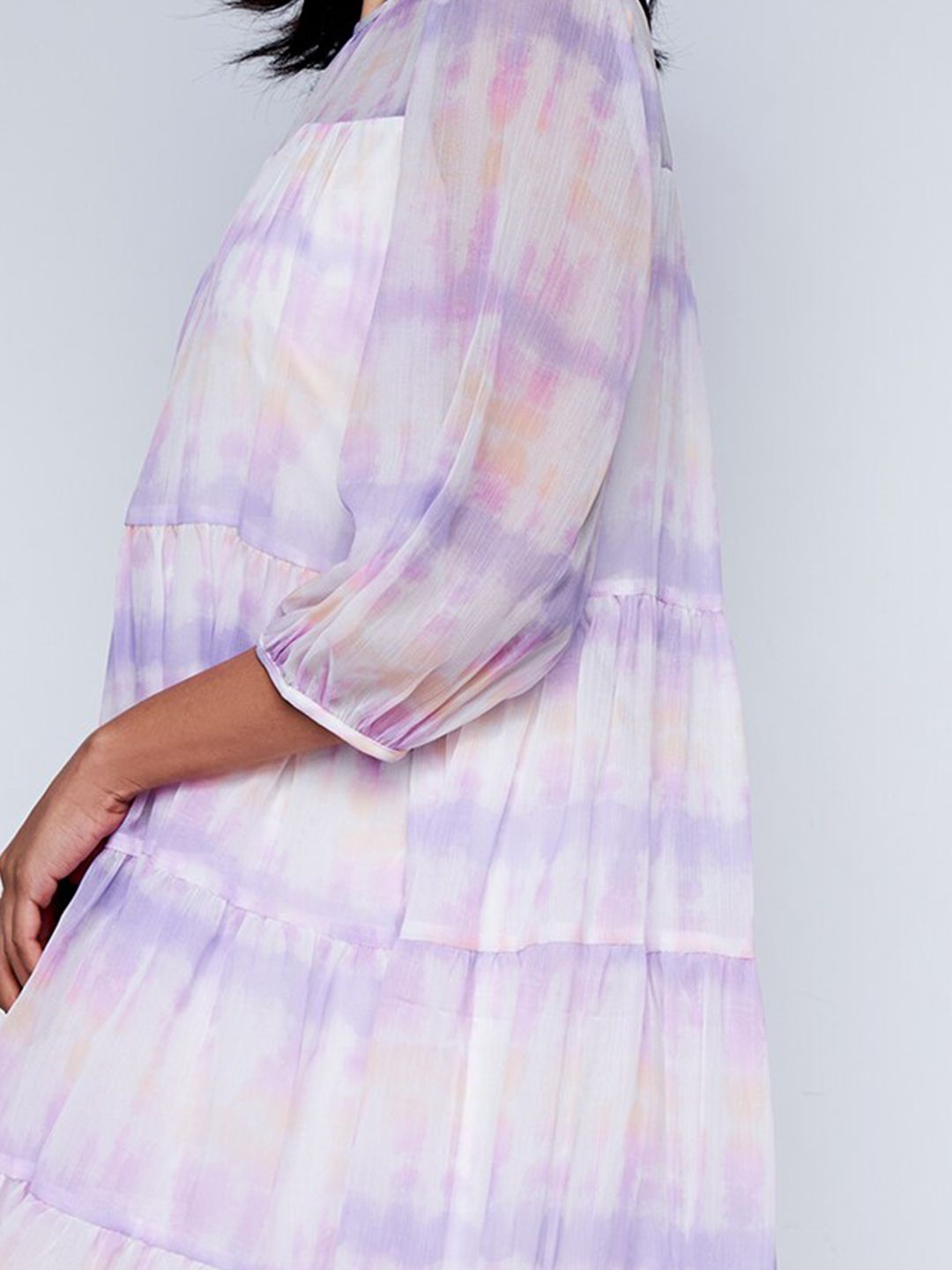 AND Tie & Dye Gathered Detailed Tiered A-Line Dress