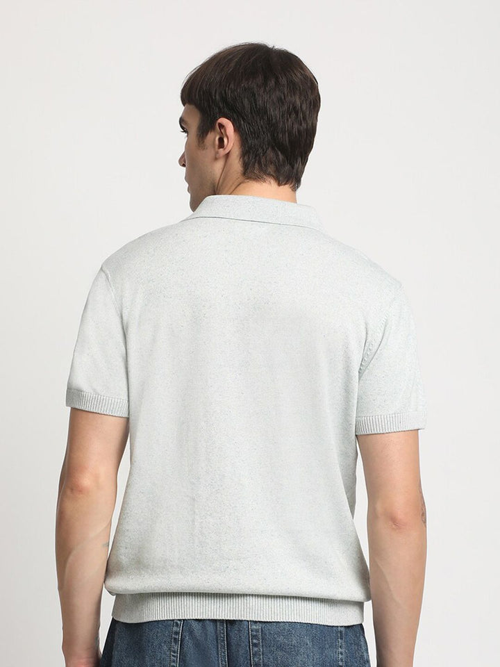 THE BEAR HOUSE Polo Collar Short Sleeves Ribbed T-shirt