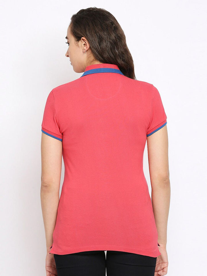 Being Human Women Pink Solid Polo Collar T-shirt