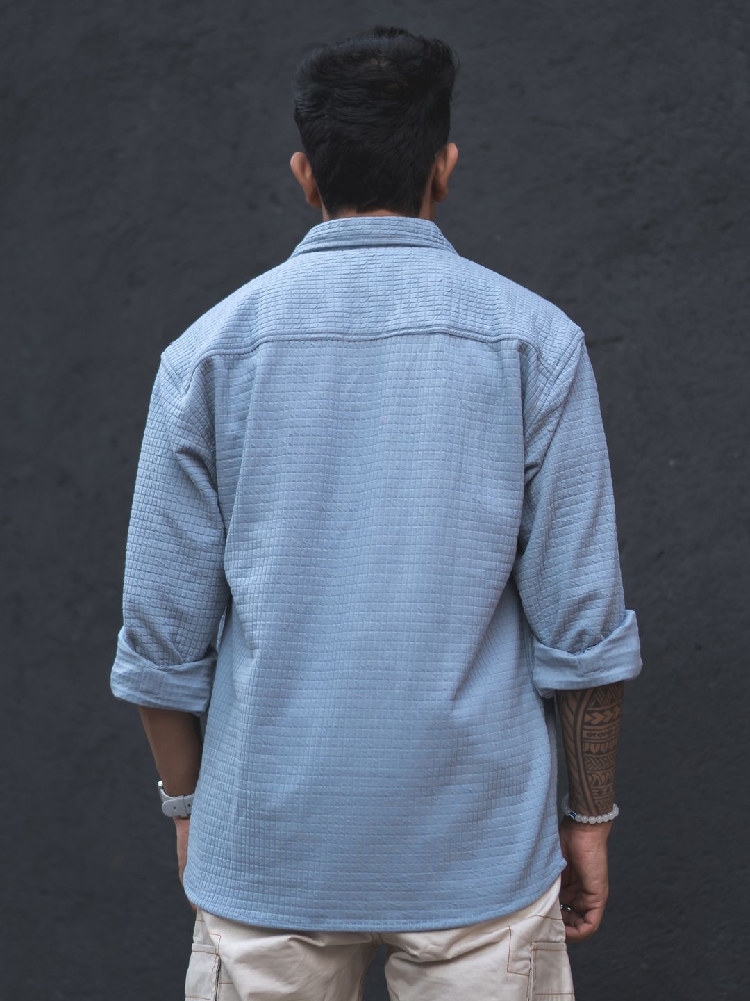 Powerlook India Slim Self Designed Spread Collar Casual Oversized Shirt