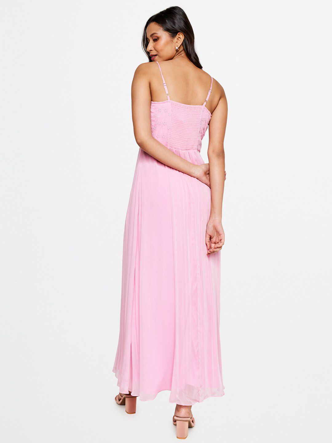 AND Pink Schiffli A-line Maxi Dress