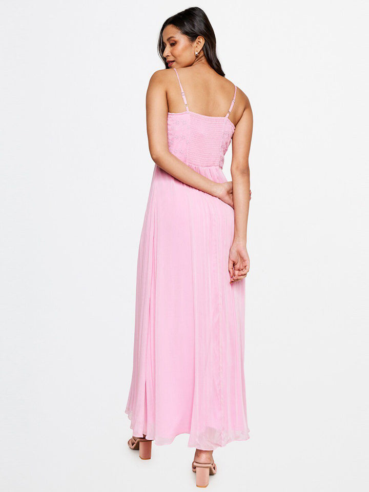 AND Pink Schiffli A-line Maxi Dress