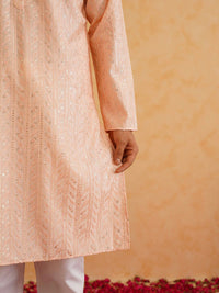 SOJANYA LUXE Ethnic Motifs Embroidered Mandarin Collar Sequined Straight Kurta