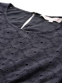 all about you Pure Cotton Schiffli A-Line Dress