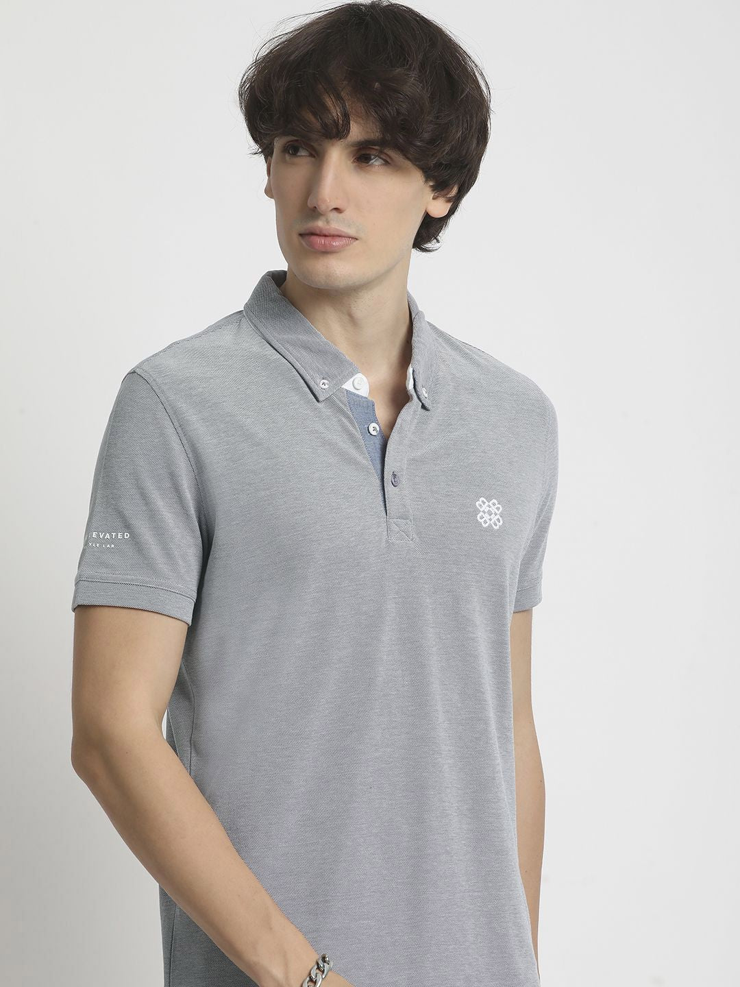 THE BEAR HOUSE Men Solid Polo Collar Regular Fit Pure Cotton T-shirt