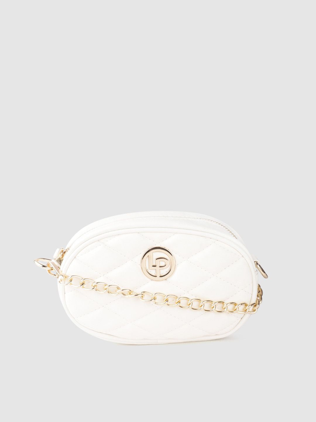 Lino Perros Women White Quilted Sling Bag Cum Fanny Pack