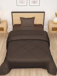 Story@home Brown Striped Ac Room Reversible Single Bed Comforter