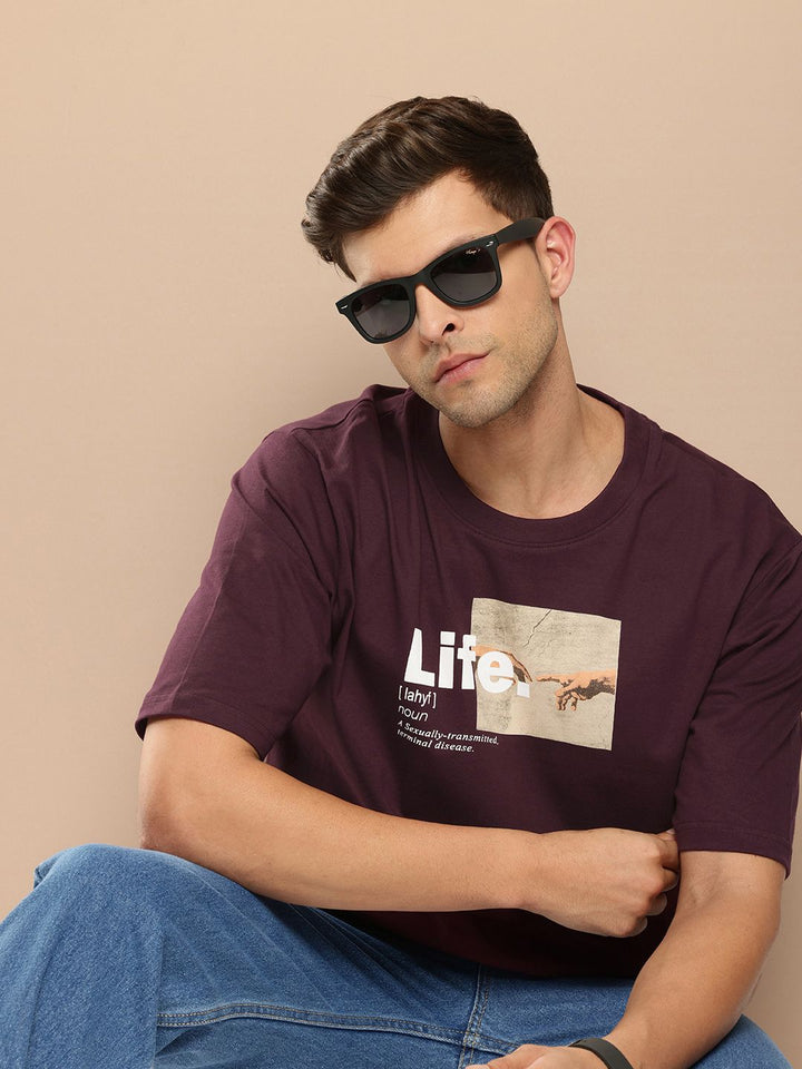 Difference of Opinion Men Printed Pure Cotton Oversized T-shirt