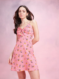 DressBerry Twisted Floral Printed Mini Dress