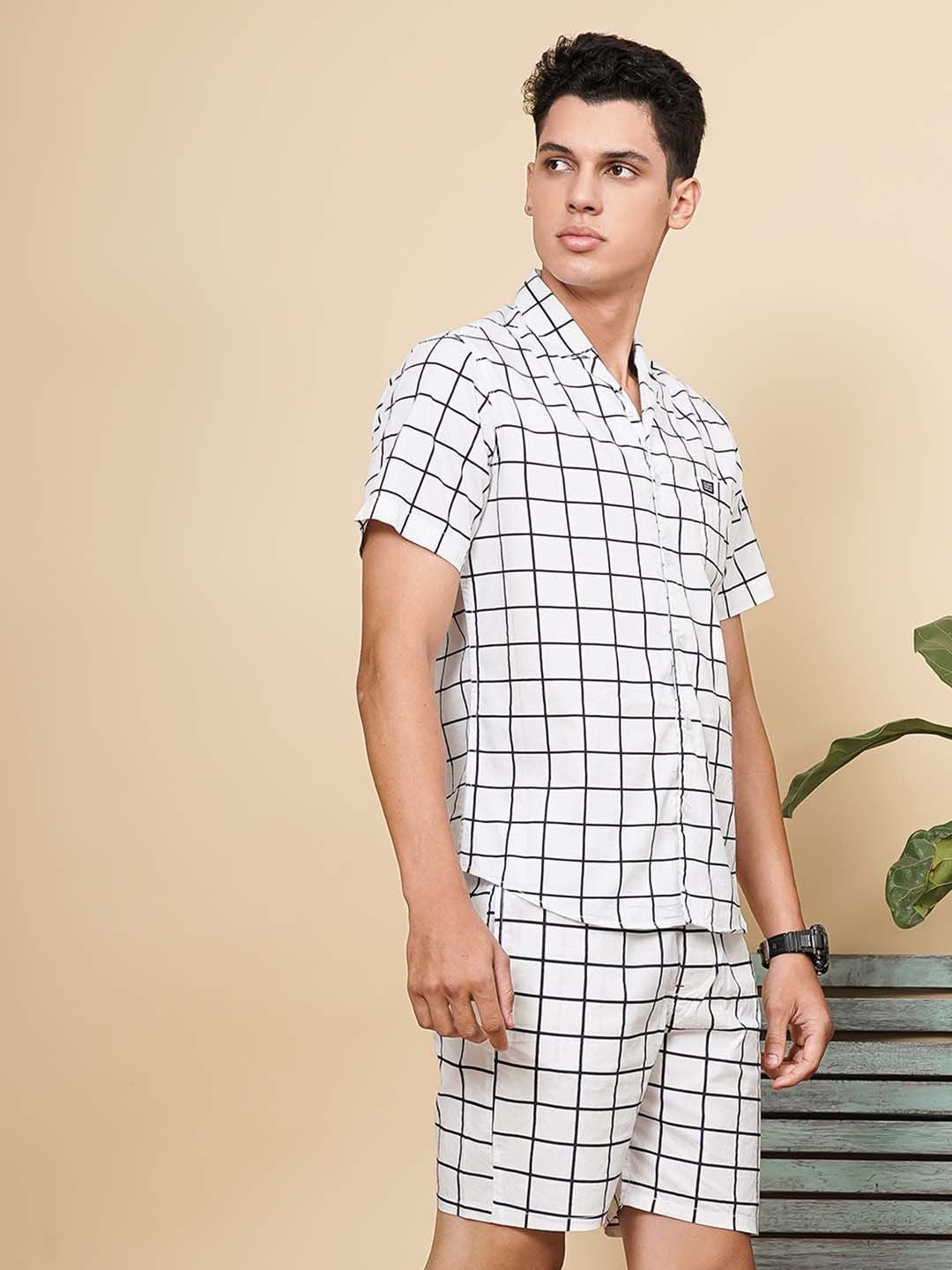 The Indian Garage Co Men Pure Cotton Checked Night suit