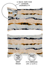 Story@home Arena Cream-Coloured & Grey Printed 180 TC Queen Bedsheet & 2 Pillow Covers