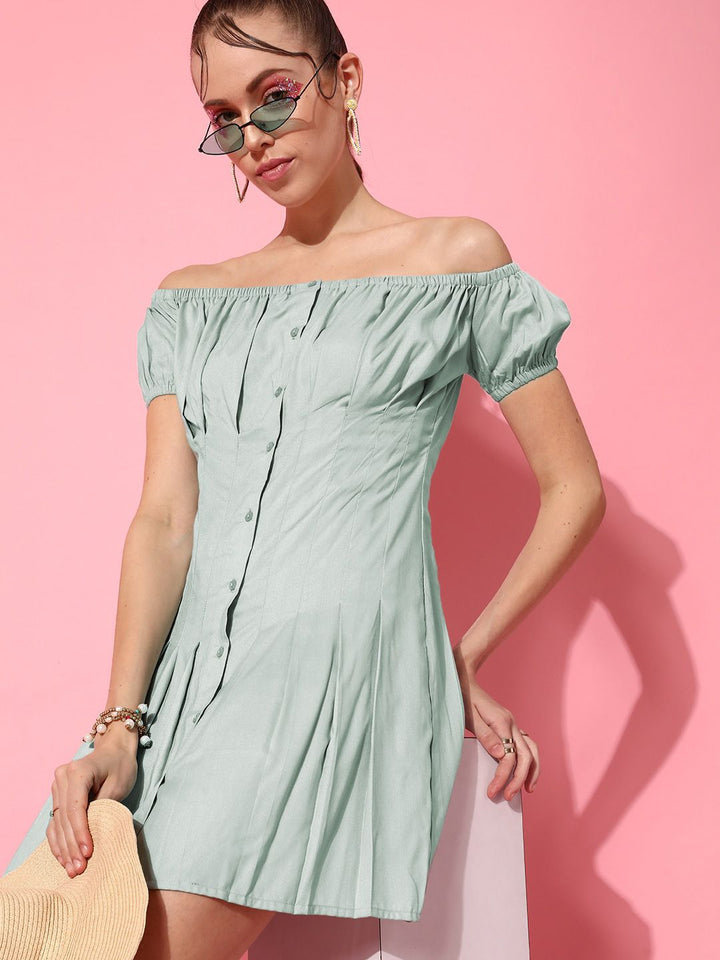 STREET 9 Women Turquoise Blue Solid Dress