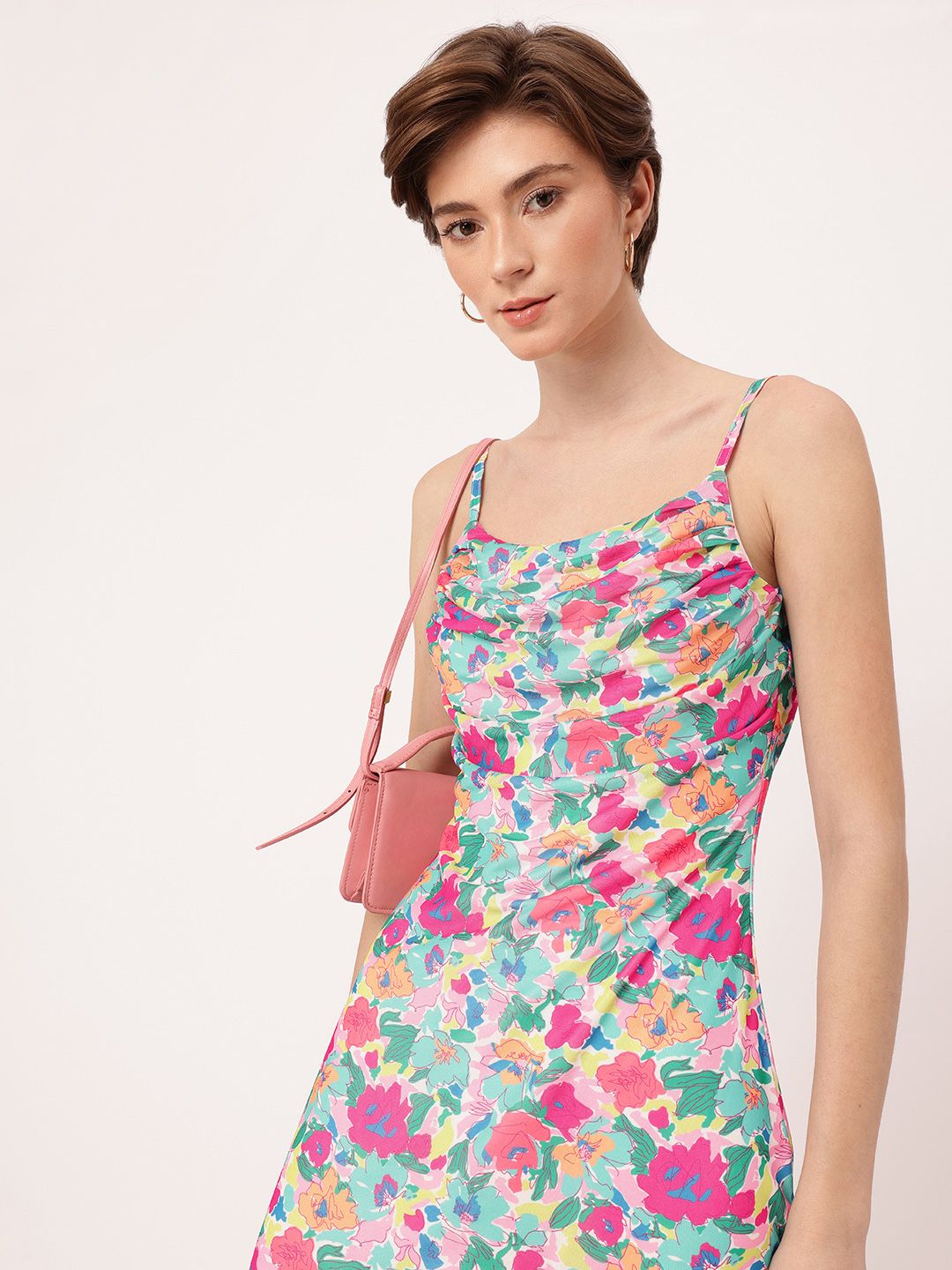 DressBerry Girly Glam Printed Soft Net A-Line Midi Dress