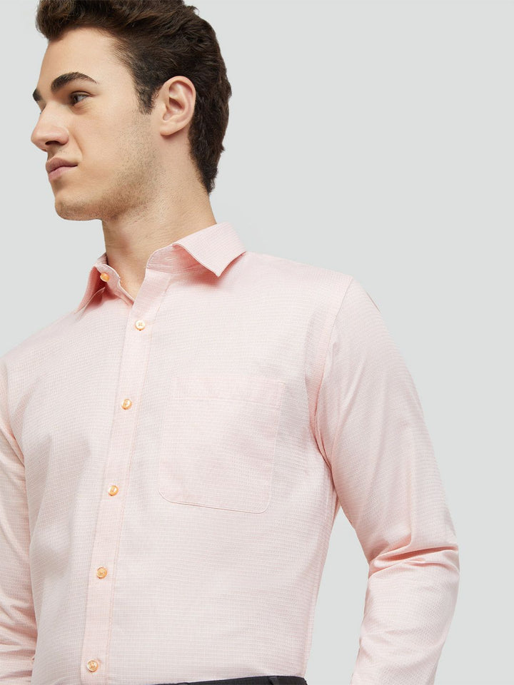 Raymond Pure Cotton Self Design Slim Fit Textured Formal Shirt