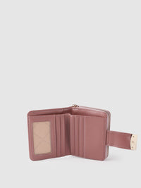 Lino Perros Women Dusty Pink Croc Textured Two Fold Wallet