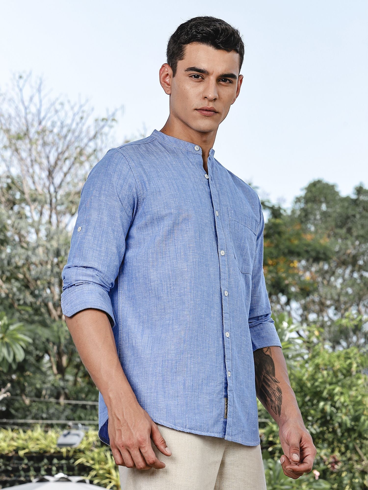 Thomas Scott Men Premium Slim Fit Opaque Casual Shirt