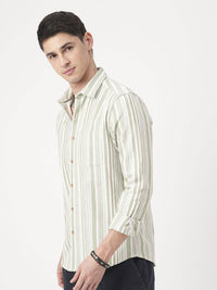 VASTRADO Men Classic Fit Spread Collar Vertical Striped Cotton Casual Shirt