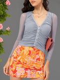 DressBerry Netted Nuance Ruched Fitted Net Top