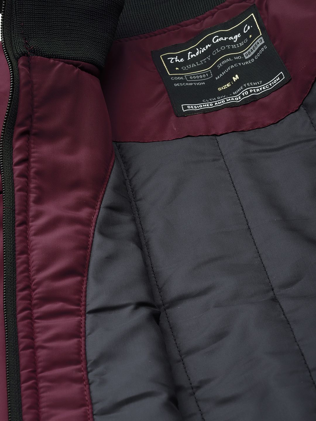 The Indian Garage Co Slim Fit High-Neck Zip-Front Bomber Jacket