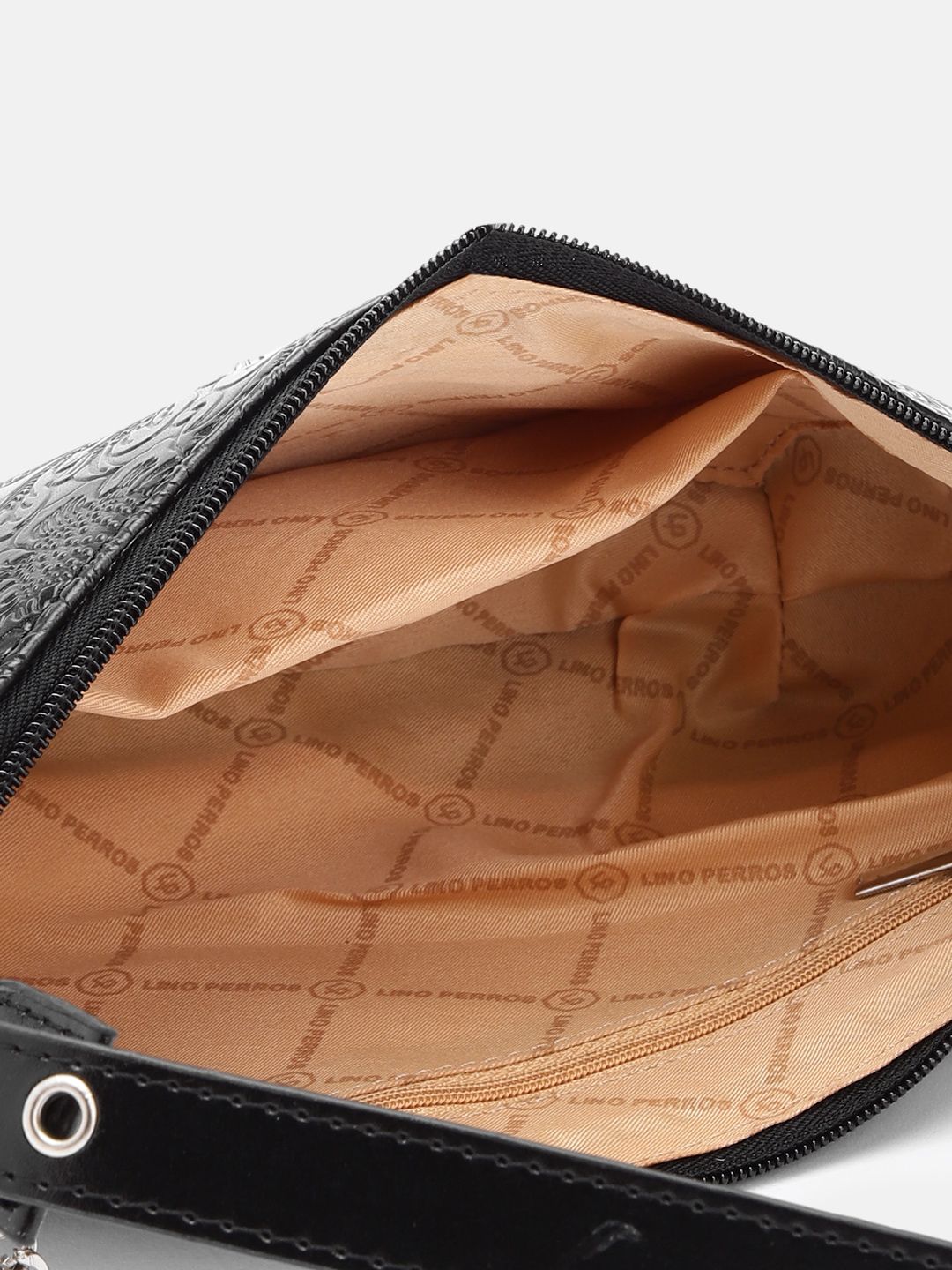 Lino Perros Floral Textured Structured Shoulder Bag with Chain Detail