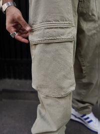 Powerlook Men Boyfriend Baggy Fit Clean Look Cotton Denim Cargo Jeans