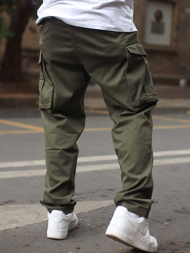Powerlook Men Olive Green Clean Look Pure Cotton Cargo Jeans