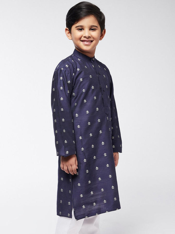 SOJANYA Boys Navy Blue Geometric Printed Kurta