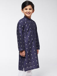 SOJANYA Boys Navy Blue Geometric Printed Kurta