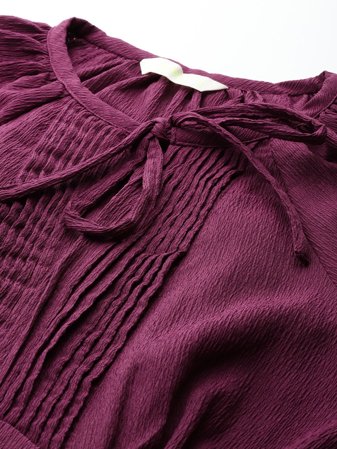 DressBerry Tie-Up Neck Puff Sleeve Fit & Flare Dress