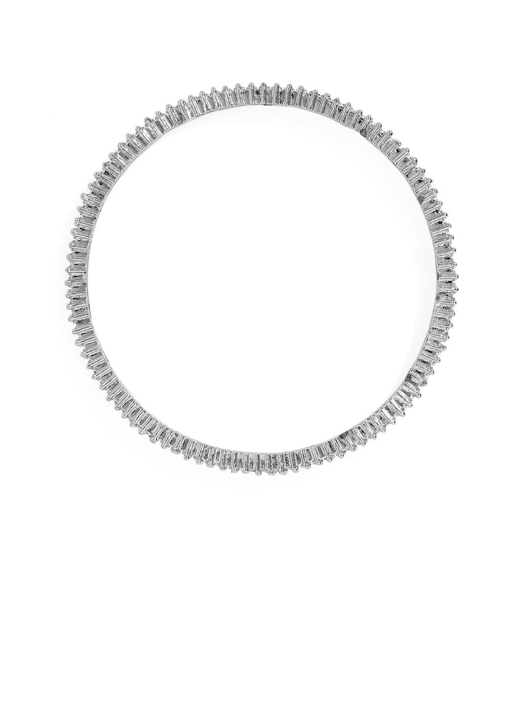 Rubans Silver Plated Set of 2 Zirconia Studded Bangles