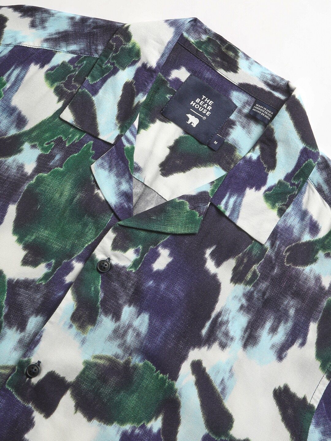 THE BEAR HOUSE Regular Fit Abstract Printed Cuban Collar Casual Shirt