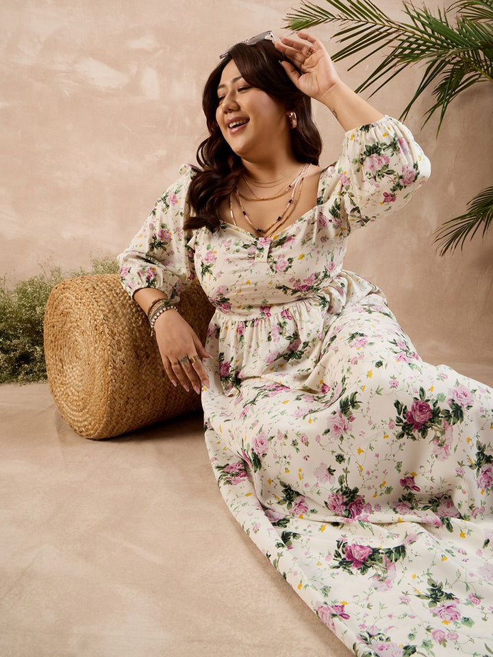 Berrylush Curve Plus Size Floral Print Maxi Dress