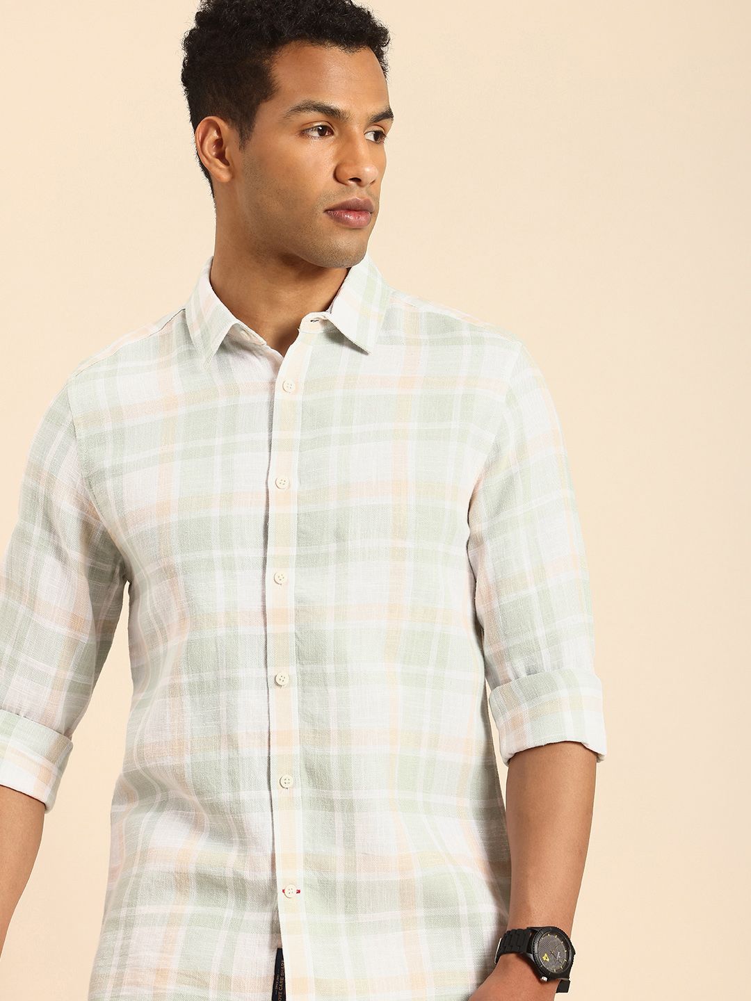Being Human Pure Cotton Slim Fit Checked Casual Shirt