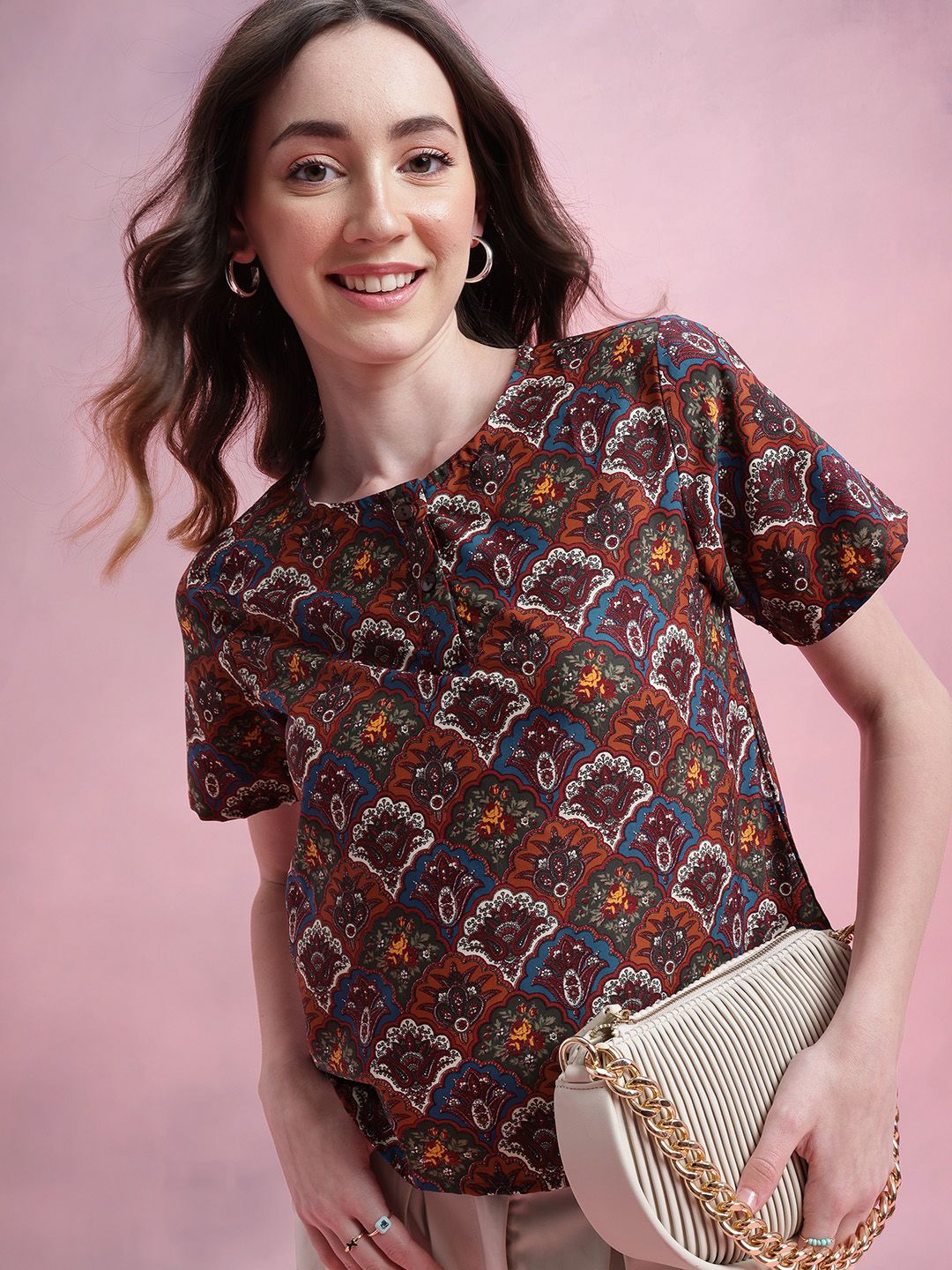 DressBerry Ethnic Motifs Print Top