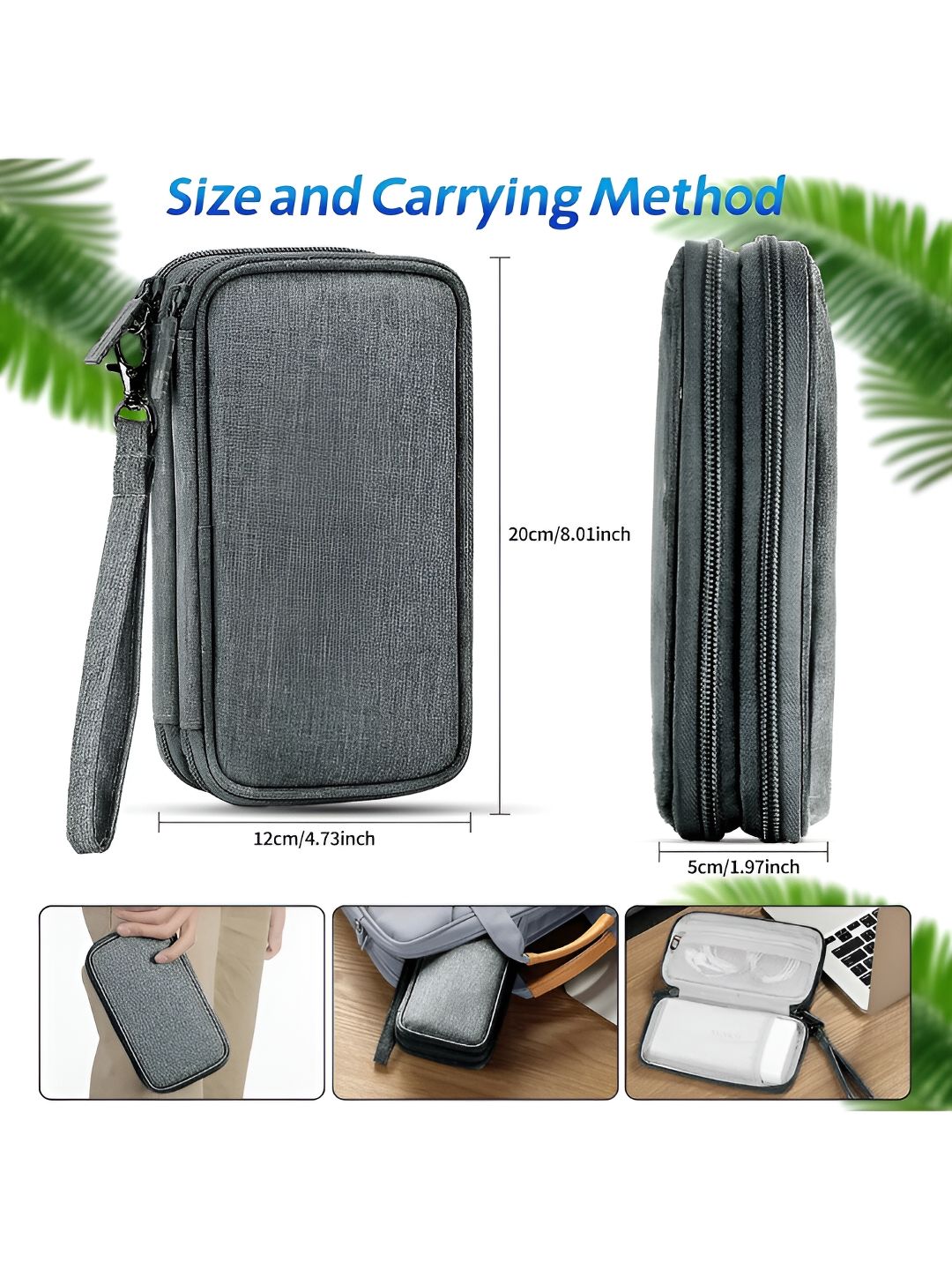 Cortina Grey Water Resistant Pouch Electronics Accessories Organisers