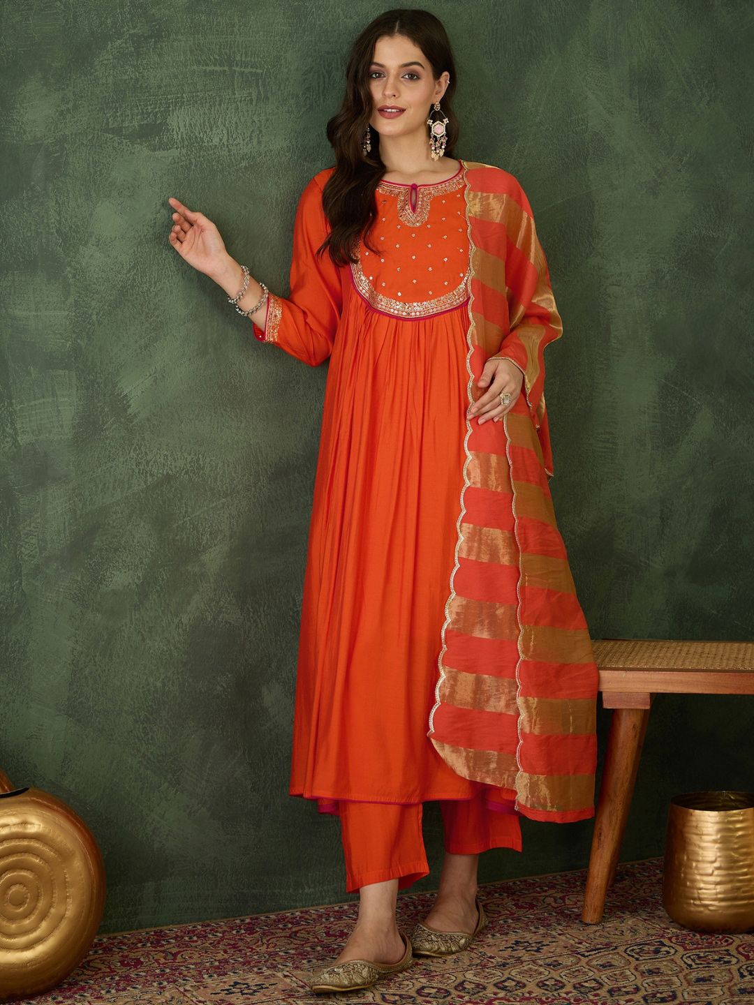 KALINI Women Embroidered A-Line Kurta Set