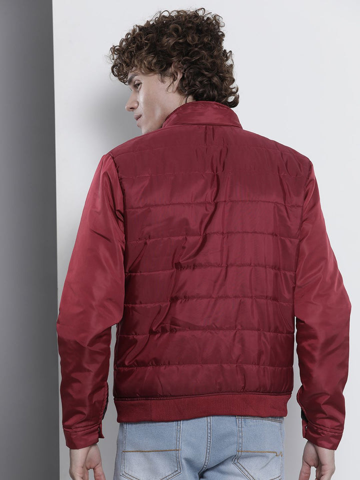 The Indian Garage Co Men Slim Fit Puffer Jacket with Detachable Hood