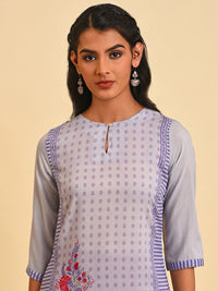 W Women Floral Print Silk Straight Kurta