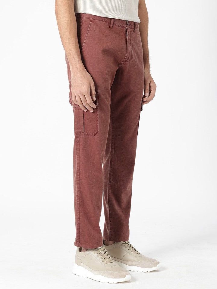 RARE RABBIT Men Inbuil Mid-Rise Slim Fit Cotton Cargo Trouser