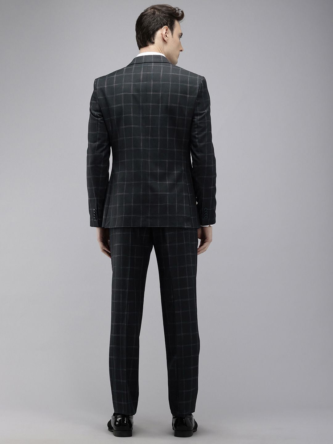 Park Avenue Checked Notched Lapel Single-Breasted Formal 2 Piece Suits