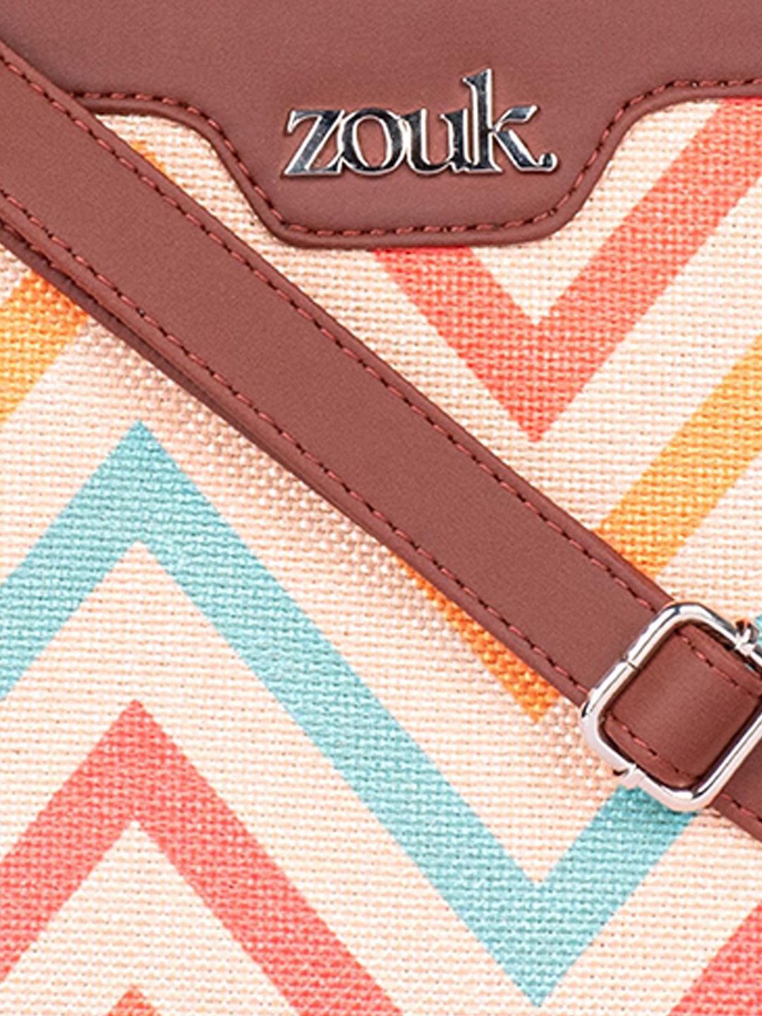 ZOUK WavBeach Harmony Chevron Printed Structured Sling Bag