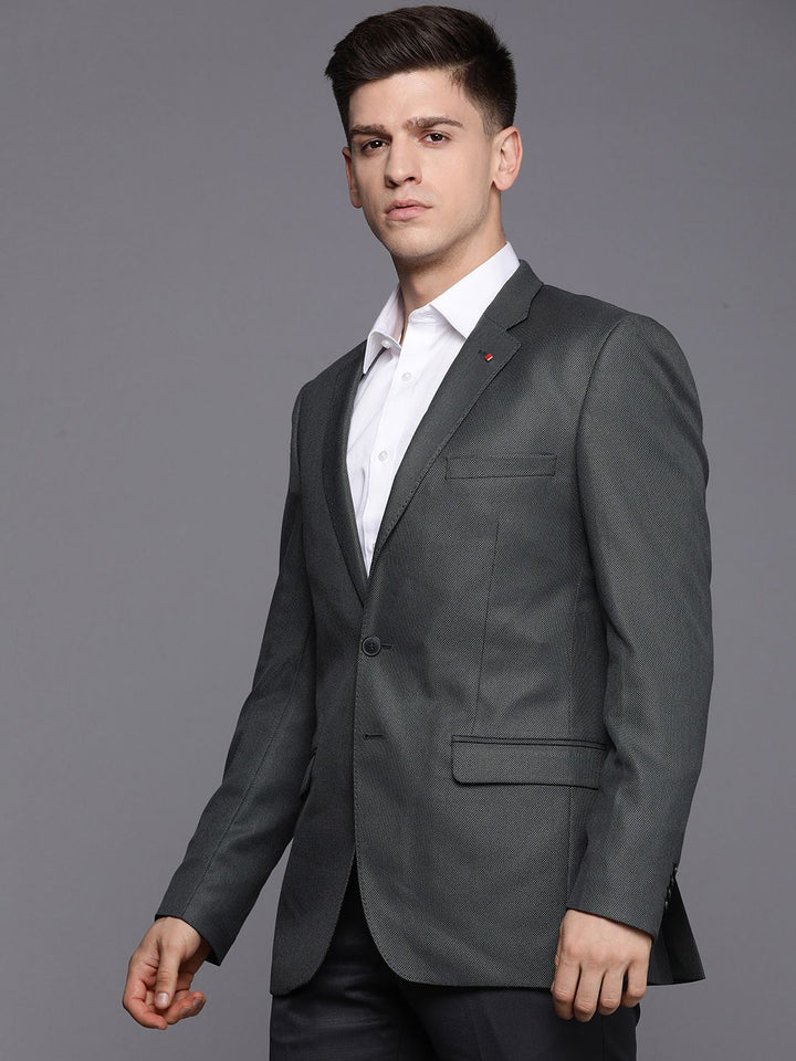 Raymond Textured Contemporary Fit Single Breasted Formal Blazer